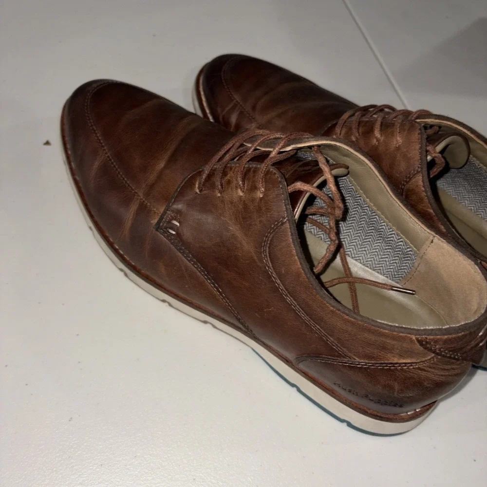 Men's Hush Puppies Bennett Plain Toe Oxford Brown Leather Hybrid Shoes 11 Wide
